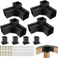 Pergola Gazebo Brackets Kit Nopwer - 3-Way Right Angle Corner Bracket for 4x4 Inch Wood Beams
