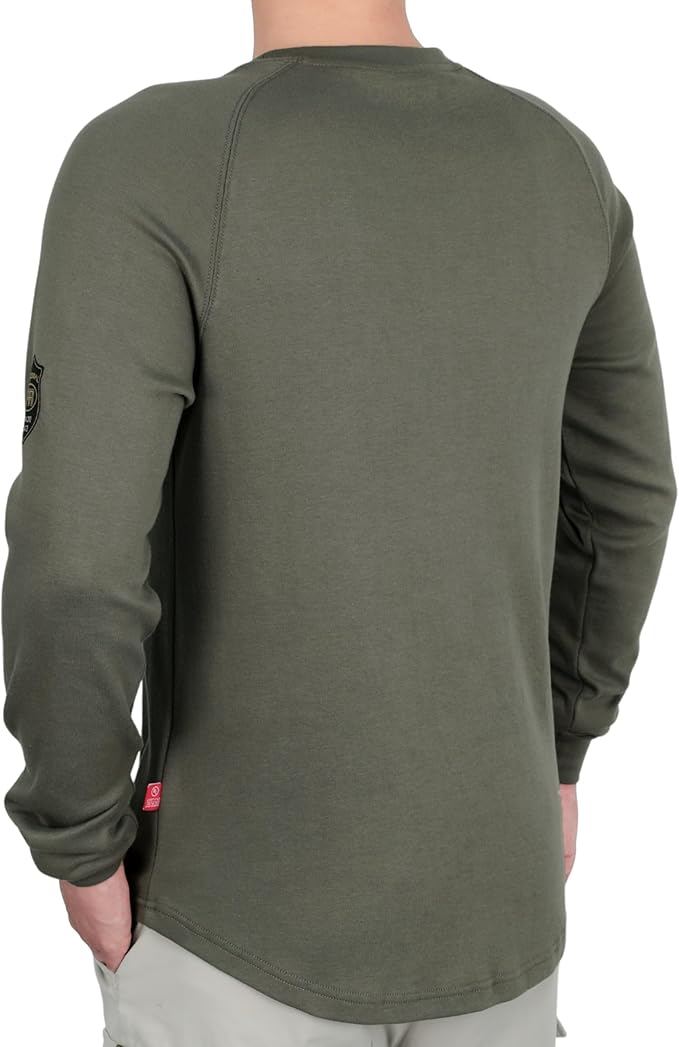 BOCOMAL FR Shirt 7oz Heavyweight Flame Resistant Shirts for Men Fire Retardant Long Sleeve Crew Work Shirts CAT2
