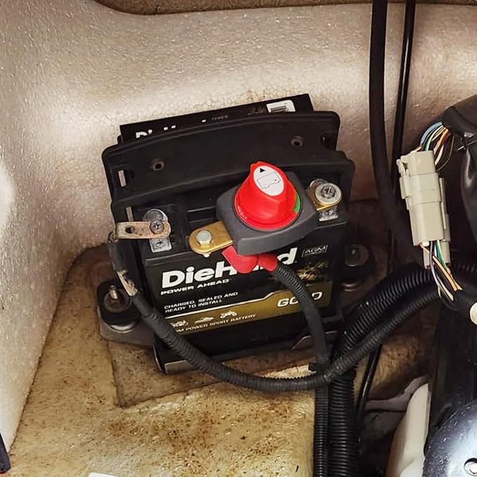 Ampper Side Post Battery Disconnect Switch 12V - 48V, Marine Battery Switch Disconnect Power Cut Shut Off for Car, RV and Boat (On/Off)