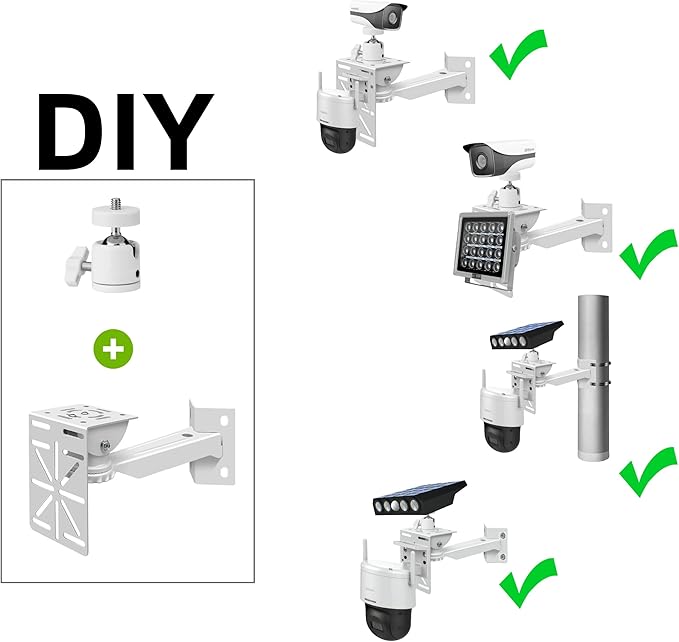 Security Camera Mount System - Modular 3-in-1 Adjustable Clamp-on Bracket | Fit Pole/Corner/Wall, ndoor Outdoo Screw & Clamp Installation for CCTV, Flood Lights, Solar Panels
