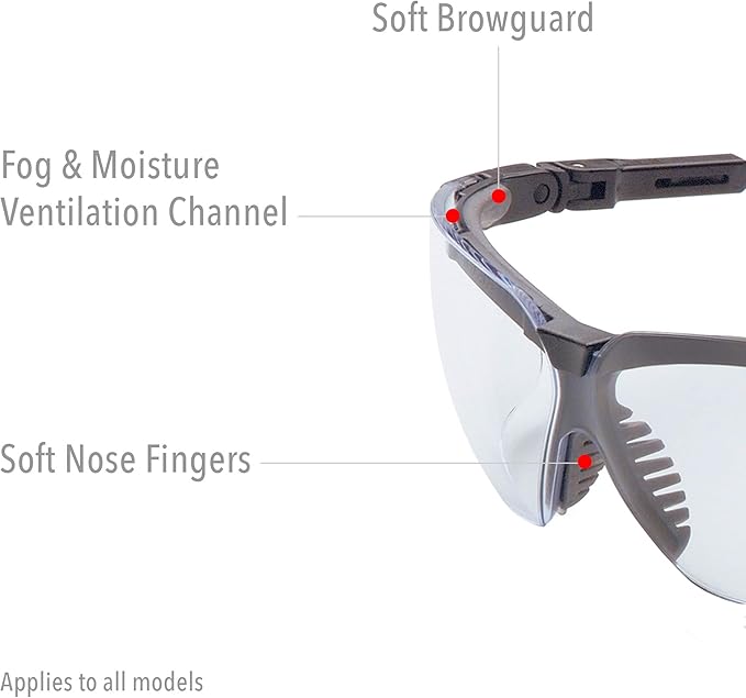 Honeywell Uvex Genesis Safety Glasses with Uvextreme Anti-Fog Coating, Black Frame