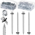 Tandefio Hex Head Metal Roofing Screws Galvanized Roof Self Starting Tapping Siding Sheet with Rubber Washer Seal for Wood Panels Summer(Zinc,500 Pcs,#10 x 3'')