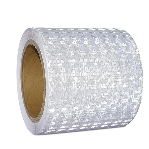 Reflective Tape, Waterproof Self Adhesive Dot Reflective Tape Outdoor Safety Caution Reflector for Trailers, Bikes, Cars（White, 6 Inch x 32.8 Feet）