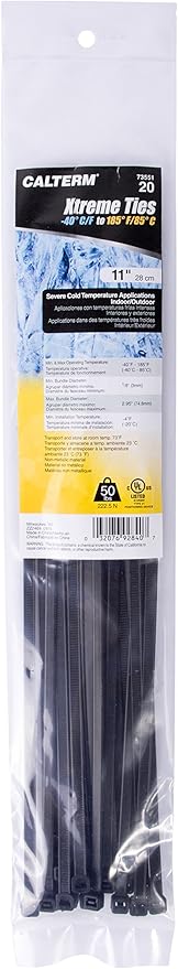 Gardner Bender 45-312UVB Cable Tie, 12 Inch., 75 lbs. Tensile Strength, Wire / Cord Management Industrial and Household Use, Nylon Zip Tie, 8 Pk., UV Resistant Black