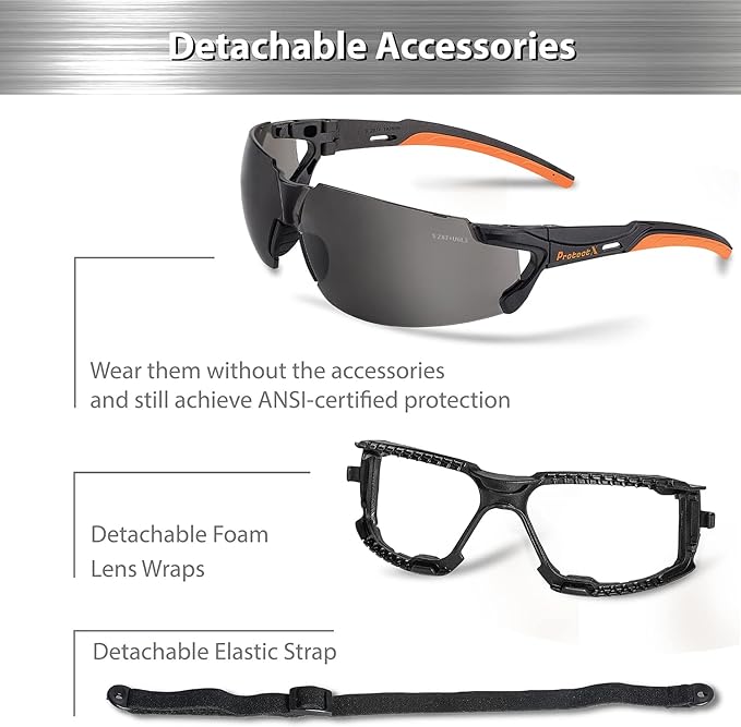 ProtectX Classic Safety Glasses, Anti-Fog Scratch Resistant Lenses, Protective Eyewear for Work, Indoor/Outdoor, ANSI Z87.1