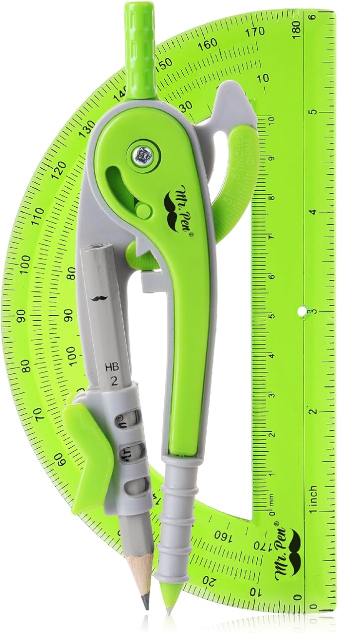 Mr. Pen- Compass and Protractor Set, Math Compass for Geometry and Drawing