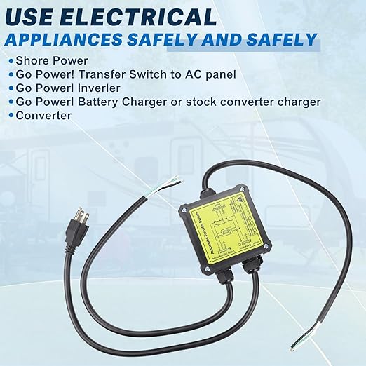 AC120V 15Amp Automatic Transfer Switch Generator Transfer Switch, Between Inverter AC from Shore Power and 120v AC from a Sine Wave Inverter