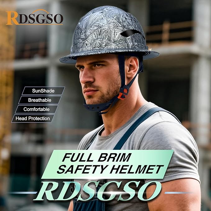 Full Brim Industrial Safety Helmet ANSI/ISEA Z89.1 Type I Class C Certified Hard Hats 6-Point Suspension Lightweight Vented for Construction, Logging, Outdoor Work RGS-B6