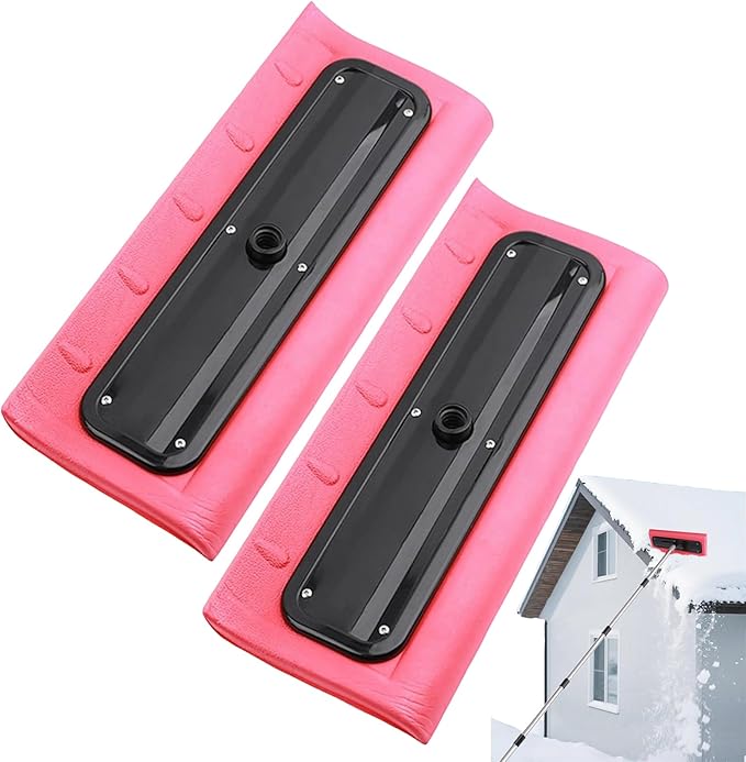Snow Roof Rake, Foam Head Roof Snow Rake, Foam Broom Scraper for Clearing, Adjustable Telescoping No-Scratch Snows Broom, for Windshields, , Solar Panels and Shingle Overhangs (Only Head 2)