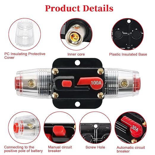 150 Amp Circuit Breaker Manual Reset Inline Fuse, 12V-48V DC for car Audio Marine Boat Trolling Motor Solar System Protection