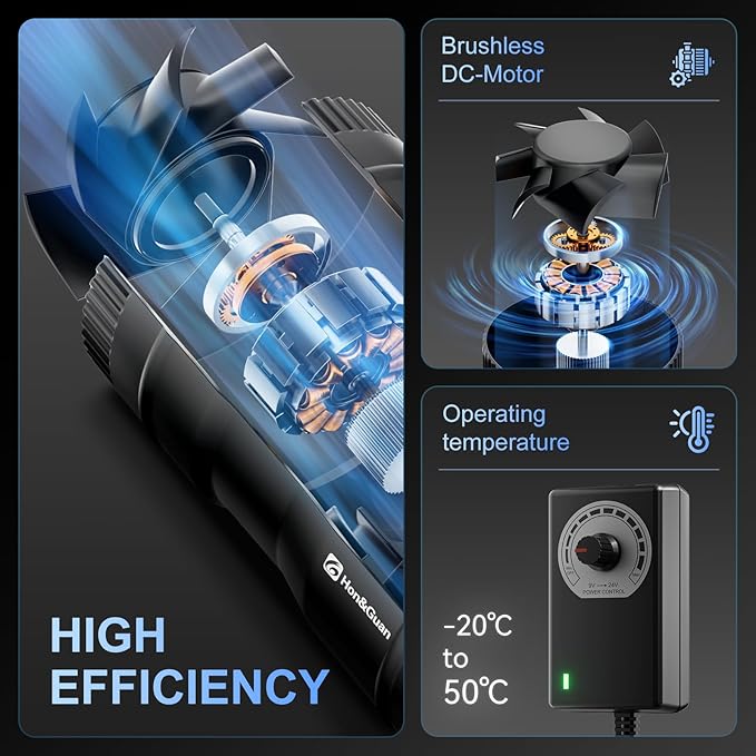 Hon&Guan 4 Inch Inline Booster Duct Fan with Speed Controller - 130 CFM Airflow with 6W Ultra-Low Power and Low Noise