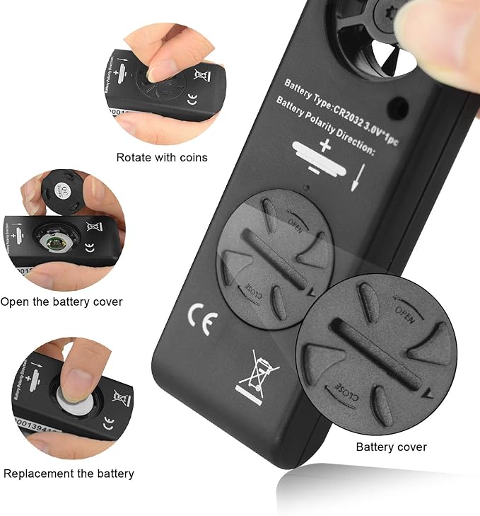 Anemometer Handheld Wind Speed Meter for Measuring Wind Speed Temperature and Max/Average/Current, High Precision Anemometer Measuring for Windsurfing Sailing Fishing Outdoor Activities