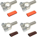 1/0 Gauge 2 Pairs Positive and Negative (+/-) Pure Copper Top Post Battery Cable Ends Terminal Connectors + Dual Wall Adhesive Heat Shrink Tubing - by WindyNation