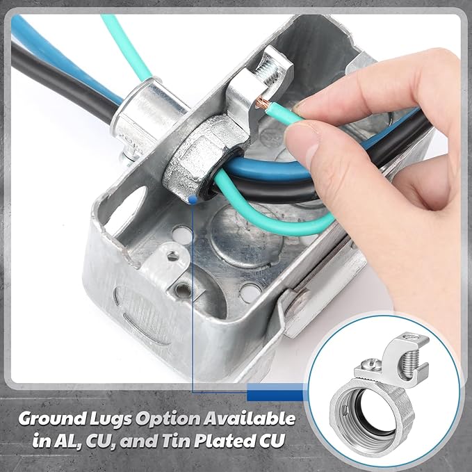 Blulu 10 Pcs 3/4 Inch Insulated Grounding Bushing with Adjustable Lay in Lug Zinc Plated Malleable Iron Grounding Ground Bond Bushing