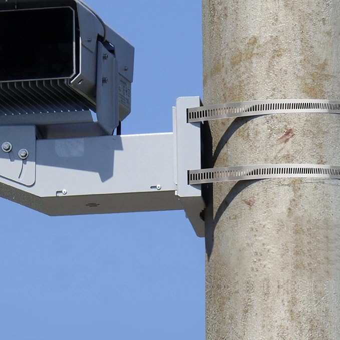 Adjustable Sign Mounting Bracket for Larger Diameter Poles,4 to 15" Metal Street Sign Mounting Bracket Hardware,Propane/Expansion Tank Brackets for Water Heater, 4 Pole Brackets with 4 Straps
