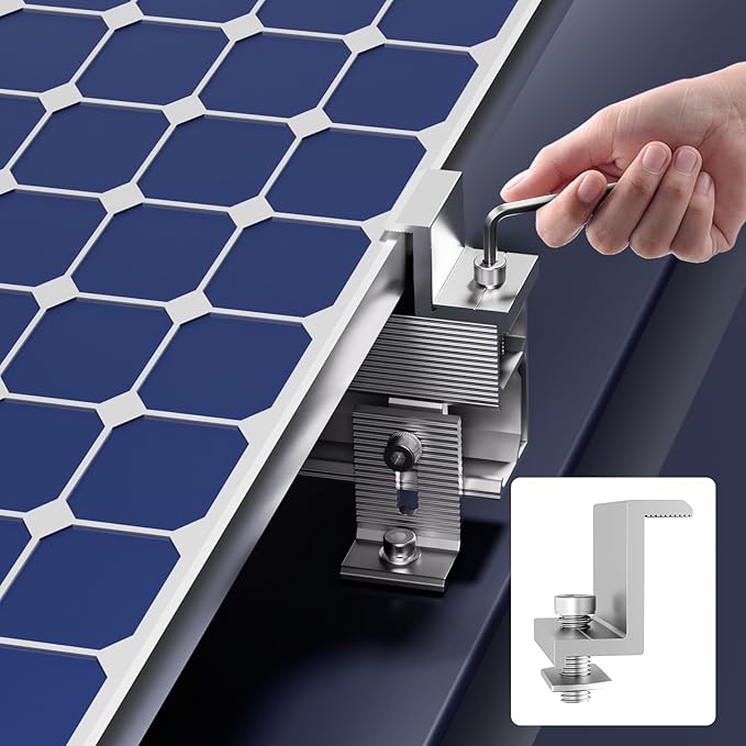 VEVOR Solar Panel Mount Kit with 4 x 30 Aluminum Rails and 6 Clamps for Metal, Concrete, Wood, or Tile Roofs