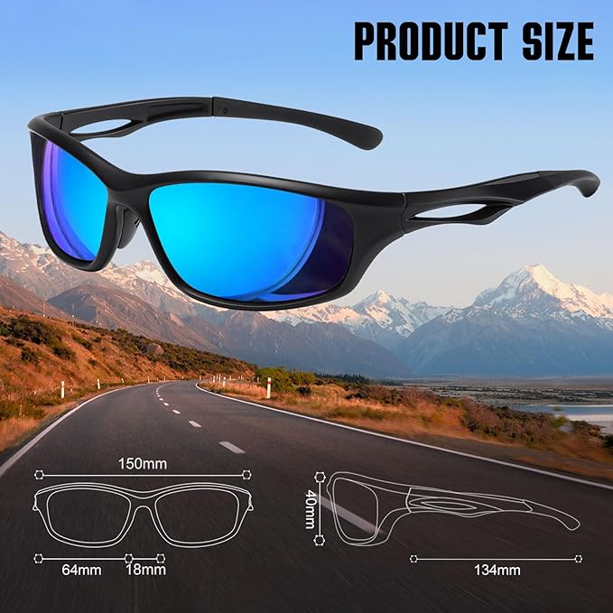 Joopin Sports Sunglasses Polarized UV400 Protection Wrap Around Sun Glasses Shades for Men Women