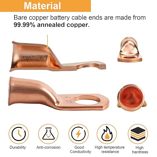 25pcs 1/0 AWG-1/2(M12) Battery Lugs,Ring Terminals,Terminal Connectors,Heavy Duty Cable Lugs,1/0 Gauge Copper Ring Terminals Battery Cable Ends