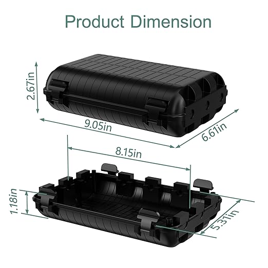 Outdoor Waterproof Electrical Box, 2 Pack Large Extension Cord Cover Protector Plug Connection Cable Safety Box IP54 Water-Resistant for Power Strip, Holiday Light and Decorations, Black