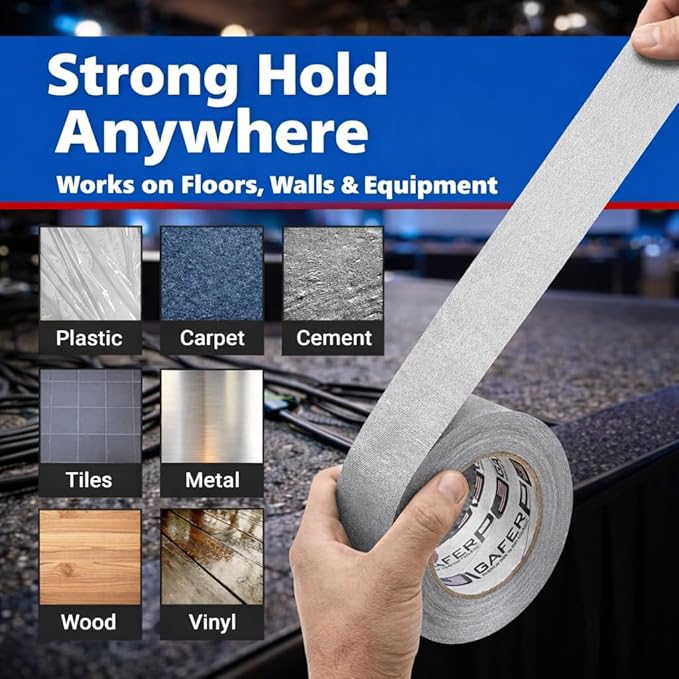Gaffer Power Proudly Made in The USA, Real Professional Grade Gaffer Tape, Heavy Duty Gaffers Tape, Non-Reflective, Multipurpose. 2 Inches x 30 Yards, Grey