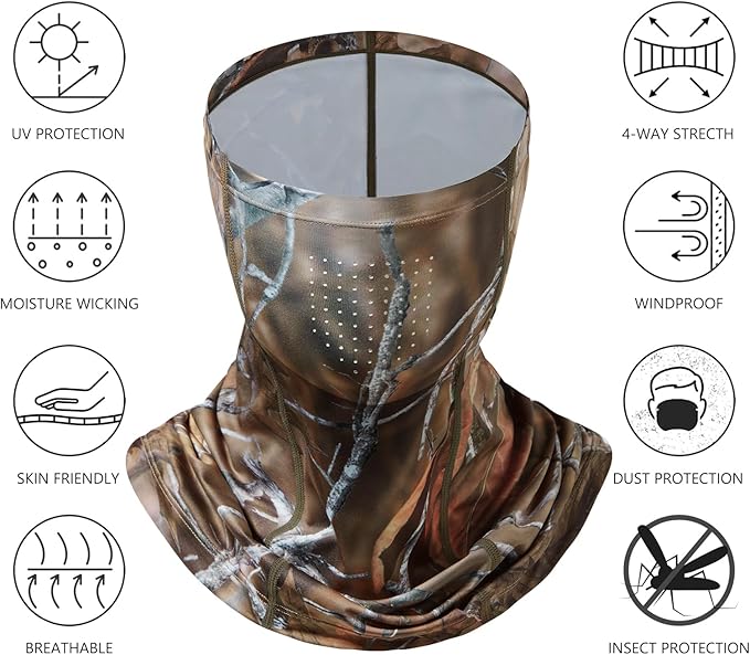 BASSDASH Neck Gaiter Mask UPF 50 Sun Protection for Men & Women, Fishing, Hiking, Outdoor