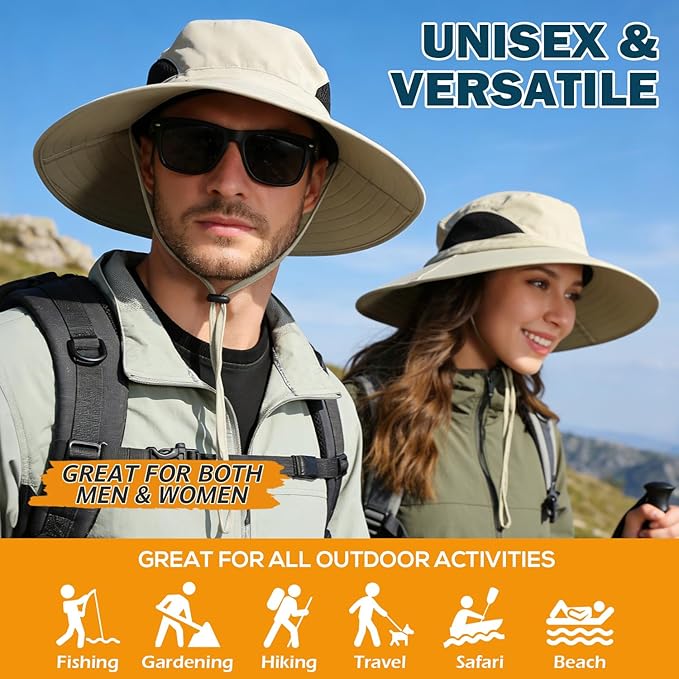 EINSKEY Wide Brim Sun Hat, UPF 50+ UV Protection Waterproof Packable Bucket Hat for Men & Women, Fishing Hiking Beach Garden