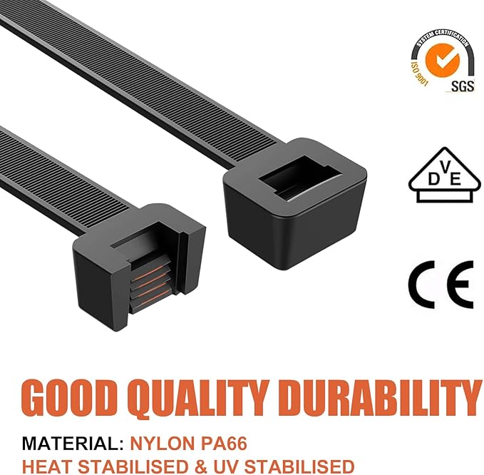12 Inch Zip Ties (Bulk 1000 Pack Black & 100 Pack White),50LBS Tensile Strength Heavy Duty Cable Wire Ties With Self-Locking Adjustable Durable Nylon Tie Wraps for Indoor Outdoor (10 Pack Mount)