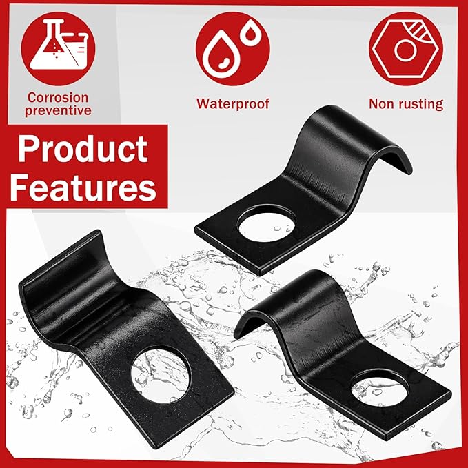 100 Pcs Black Cable Wire Screw Clips 1/4 Inch, Zinc Plated Steel Clamp Outdoor Cord Clips for Wall Mounting Wire Management