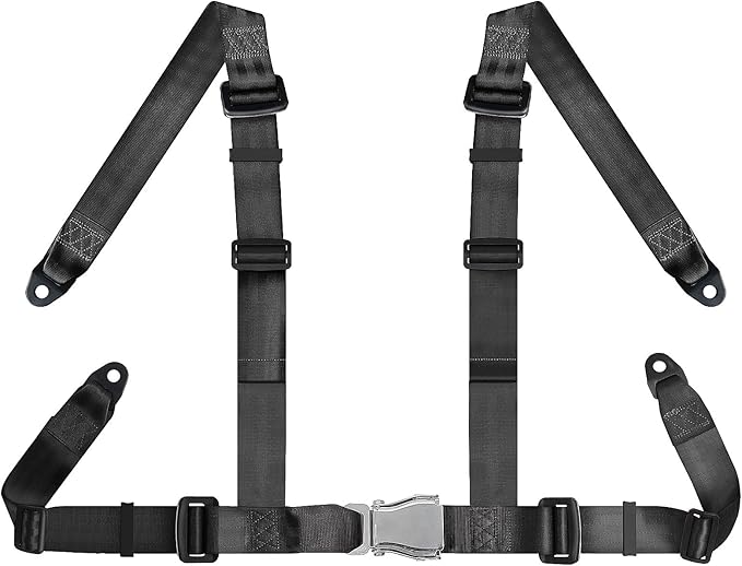 Yakitoko Universal 4 point Safety Harness Set 2" Fits Go Kart,UTV,ATV,Racing Black