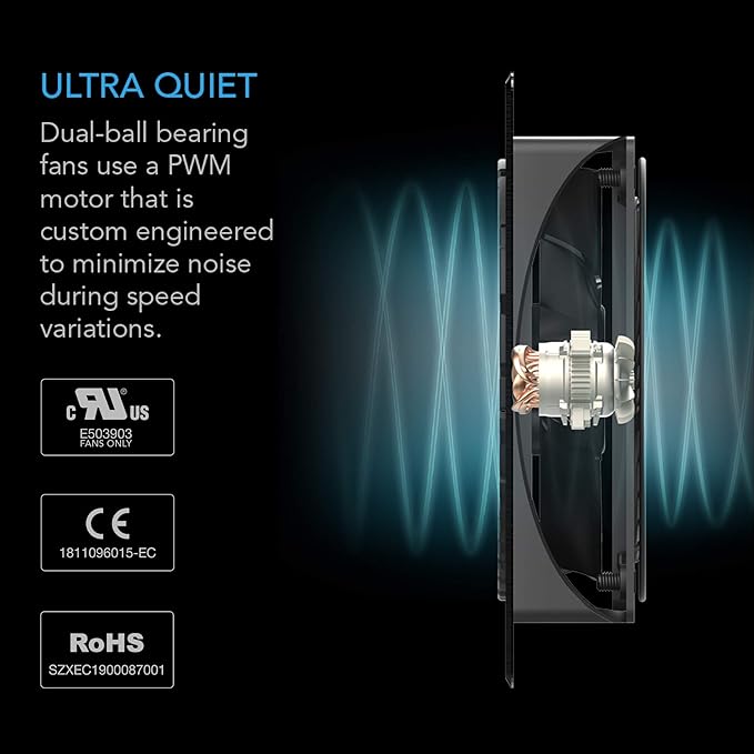 AC Infinity AIRPLATE S9, Quiet Cooling Fan System 18" with Speed Control, for Home Theater AV Cabinet Cooling (Pack of 2)