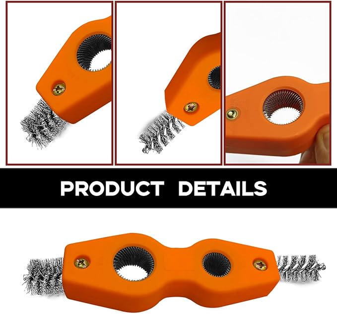 4 in 1 Car Battery Terminal Cleaning Brush, Anti-Rust Auto Battery Cleaner Brush Tool, Universal for Automotive and Marine for Plumbing Installation Soldering Brazing, Car Accessories (Orange)