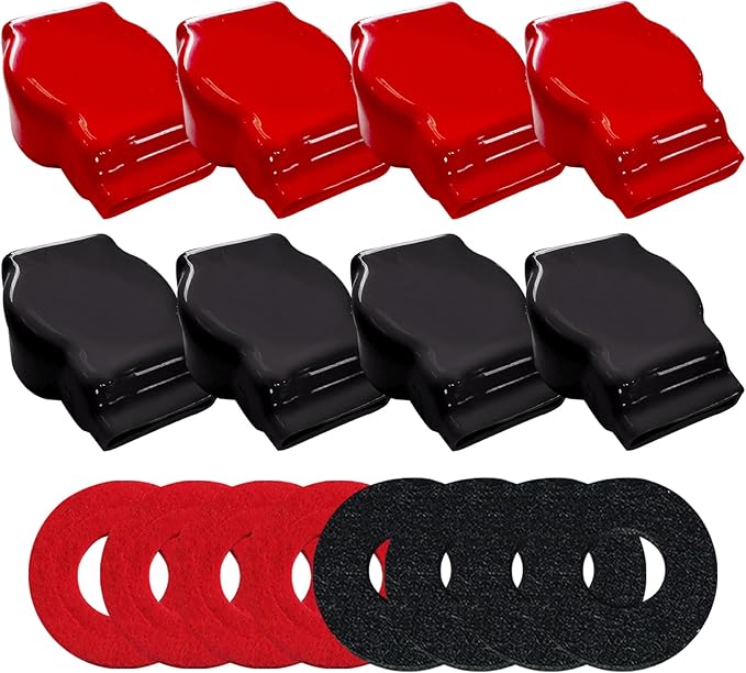 Ampper Top Post Flexible Battery Terminal Cover, Battery Terminal Clamp Insulator Protector W/Washers for Car, Vehicle, RV and Boat (Military Spec, 4 Sets)