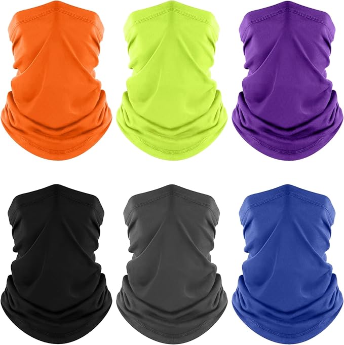 Fuinloth Neck Gaiter, 6 Pack Cooling UV Protection Bandana Face Mask Gator Scarf for Men Women