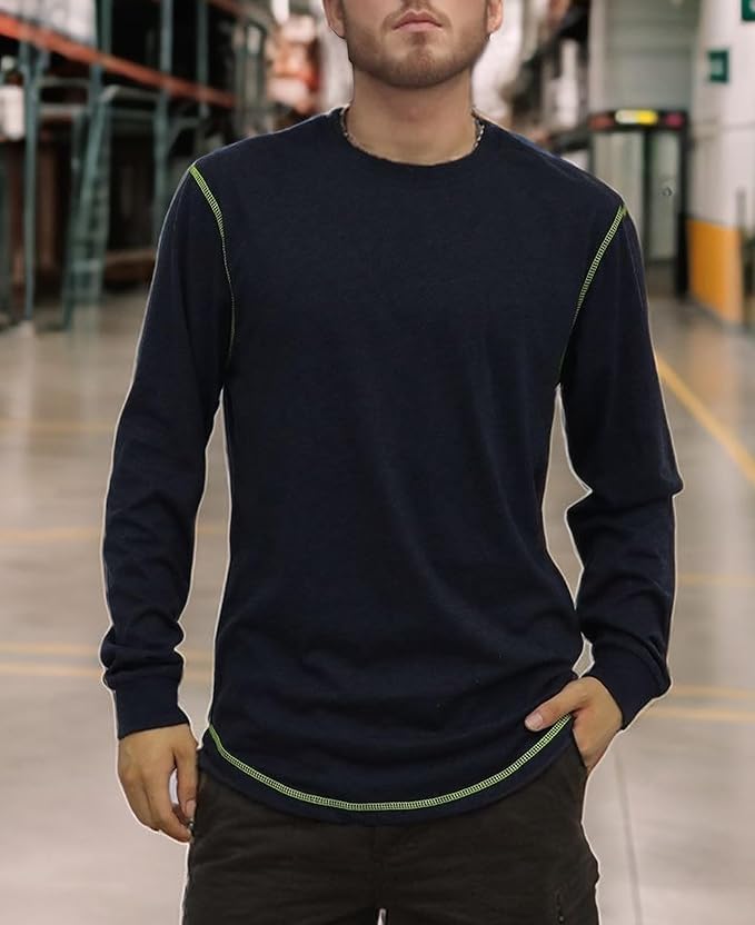 TICOMELA FR Shirts for Men 4oz Lightweight Flame Resistant Crewneck T-Shirts 100% Cotton Fire Retardant Henley Shirts