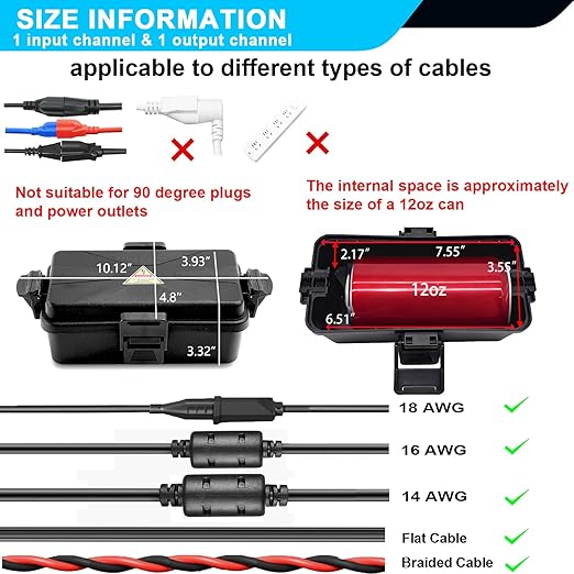 Outdoor Electrical Box Waterproof IP54-rated Outdoor Outlet Box Black Outdoor Extension Cord Cover Box (Inner 6.5 x 3.5 x 2.2inch) Wall-Hangable Waterproof Box for Protect Outlet(2 PCS Black)