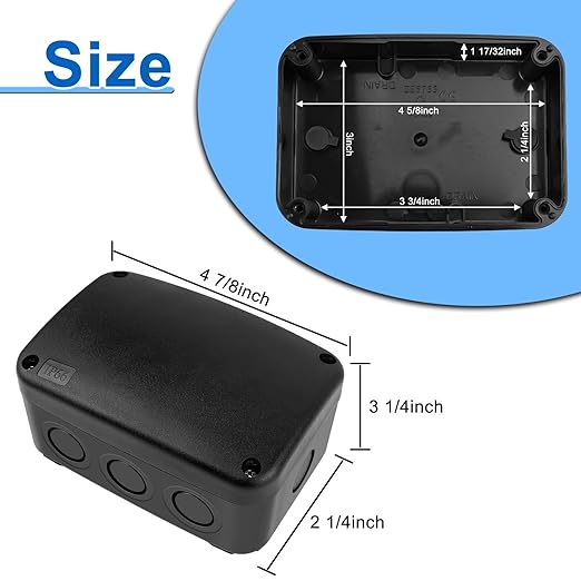 Outdoor Junction Box,Nineleaf IP66 Waterproof Electrical Project Boxes PVC/ABS Plastic Enclosure Box Universal Watertight 4.9 x 3.3 x 2.3 inch,Black