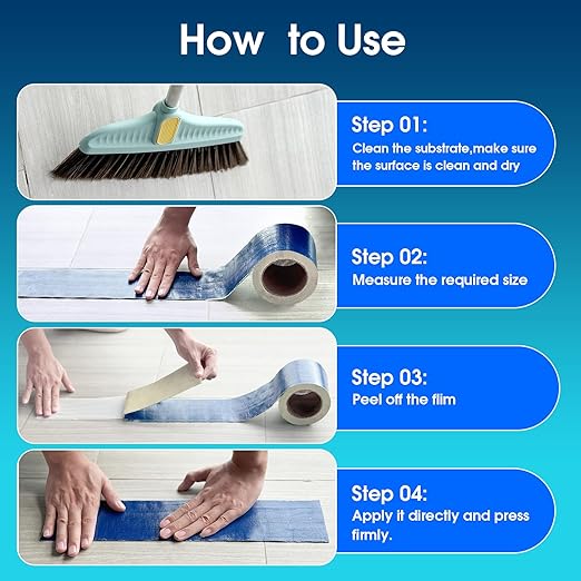 Blue Waterproof Butyl Tape for Solar Pool Cover Repair, Blue Duct Tape Heavy Duty Waterproof for Pool Liner Patch,Flex Seal Tape for RV Awning,Metal Roof,Vent,Boat Sealing,6" x16Ft