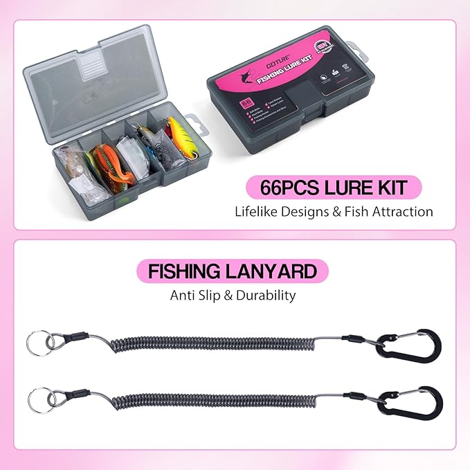 Goture Pink Fishing Rod and Reel Combo - ML Action Spinning Reel Pole with Pink Bag - Telescopic Rod Kit for Starter Travel Saltwater Freshwater, Gift for Woman