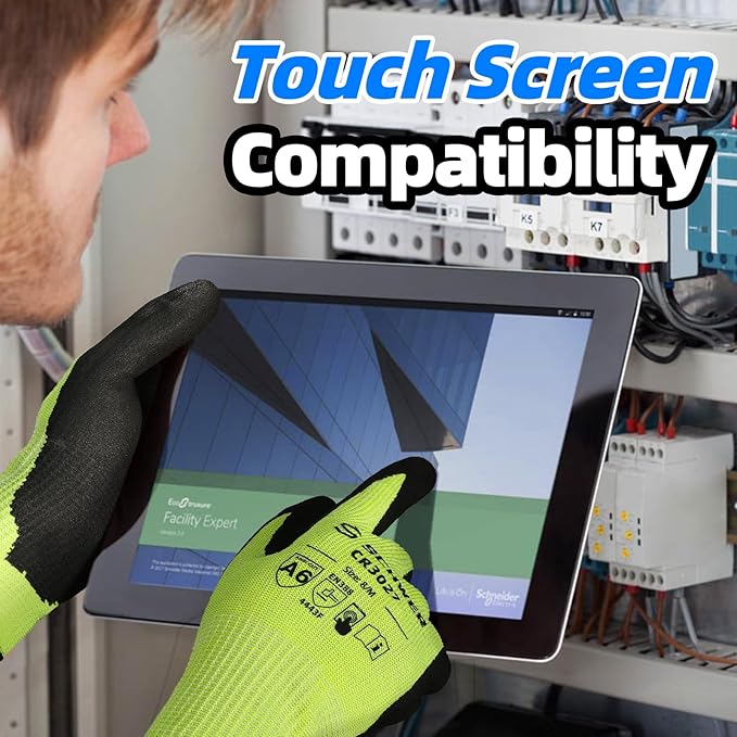 Schwer 12 Pairs Cut Resistant Gloves ANSI A6/A7 (Send Randomly) Cut Proof Work Glove CR3027, Touchscreen Working Gloves Used for Woodworking, Glass Cutting, Warehouse, Construction, Car Repair, M