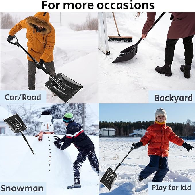 Snow Shovel for Car and Driveway, 42.5" Detachable Emergency Shovel, Lightweight Aluminum Alloy with Ergonomic D-Grip Handle, Portable Snow Removal Tool for Truck SUV Camping Garden