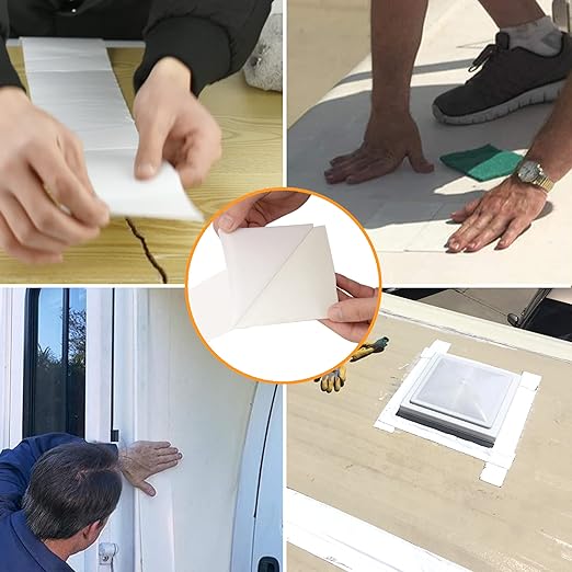 RV Roof Tape White, 4 Inch X 50 Feet RV Repair Sealant Tape, Stop Camper Roof Leaks, UV-Resistant, Weatherproof and Reliable for Camper, Trailer, Boat (4In-50FT)