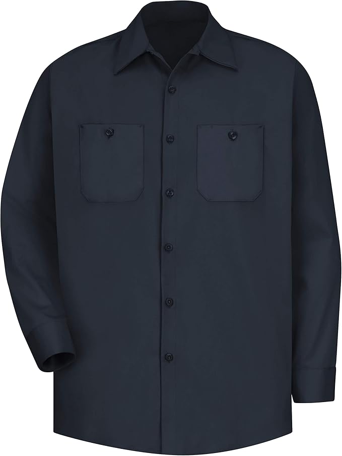 Red Kap Men's Long Sleeve Industrial Work Shirt | Moisture Wicking Button Up, Wrinkle Resistance Fights Fading & Stains
