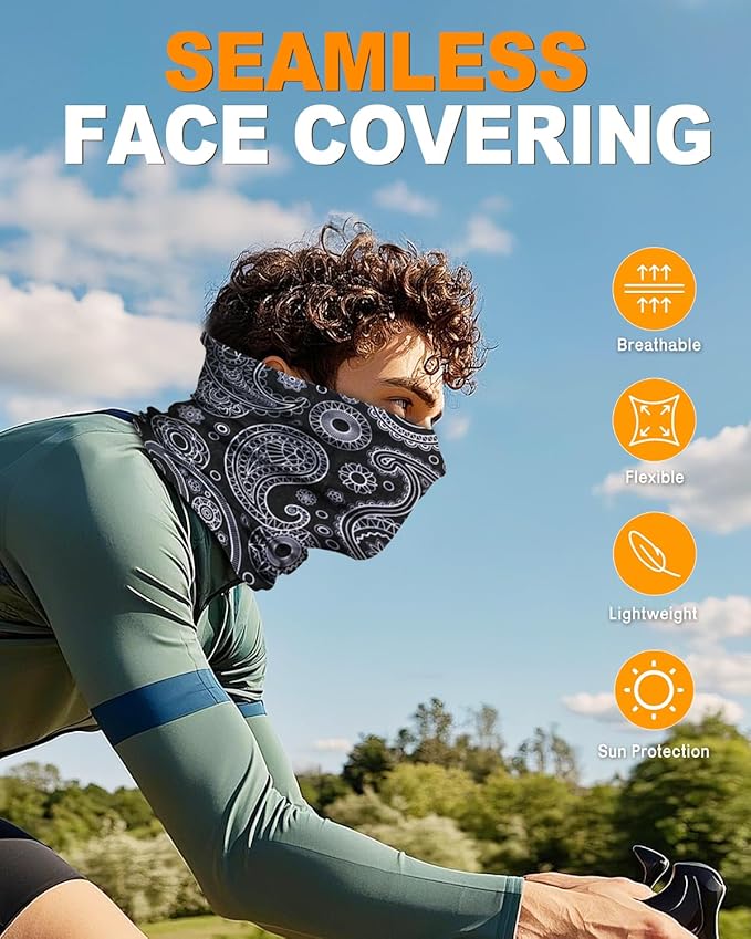 4Pack Neck Gaiter for Men Women Face Cover Mask Head Wrap Balaclava Headwear Bandana Headband Magic Scarf