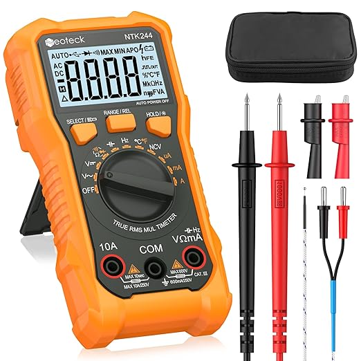 Neoteck 6000 Counts Digital Multimeter with NCV and TRMS Auto Range Multimeter for AC/DC Voltage&Current,Resistance,Capacitance,Frequency,Temperature,Duty Ratio,Continuity Voltmeter for Car Circuit