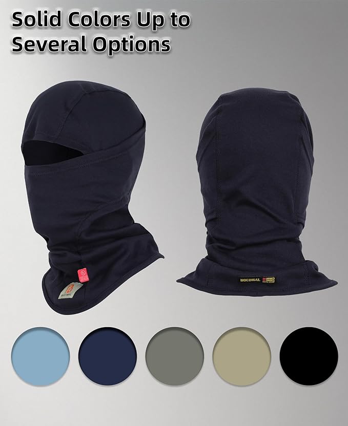 BOCOMAL FR Flame Resistant Balaclava Face Mask Arc Rated NFPA2112 CAT2 Helmet Liner Covering Hood for Welding