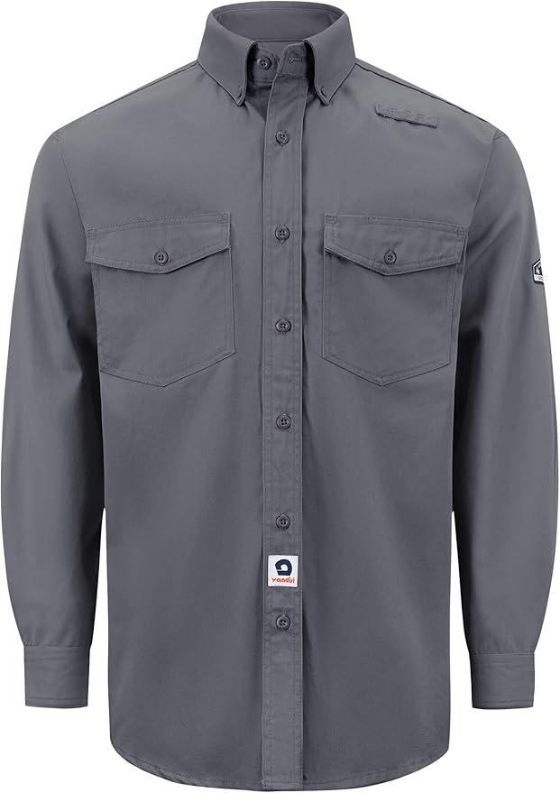100% Cotton Mens Fr Shirts 7.5oz Flame Resistant Shirts NFPA2112 Men's Fire Retardant Welding Shirts
