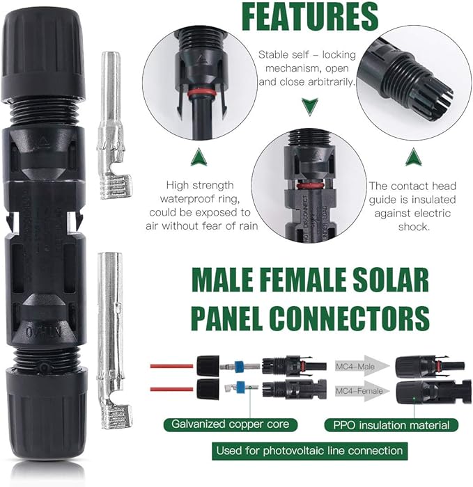 Keadic Solar Crimping Tools Includes Solar Panel Connectors, Solar Cable Connectors, Spanner Wrench, Solar Solar Crimper Tool Kit for 2.5/4.0/6.0mm² MC3 MC4 Solar Panel ﻿