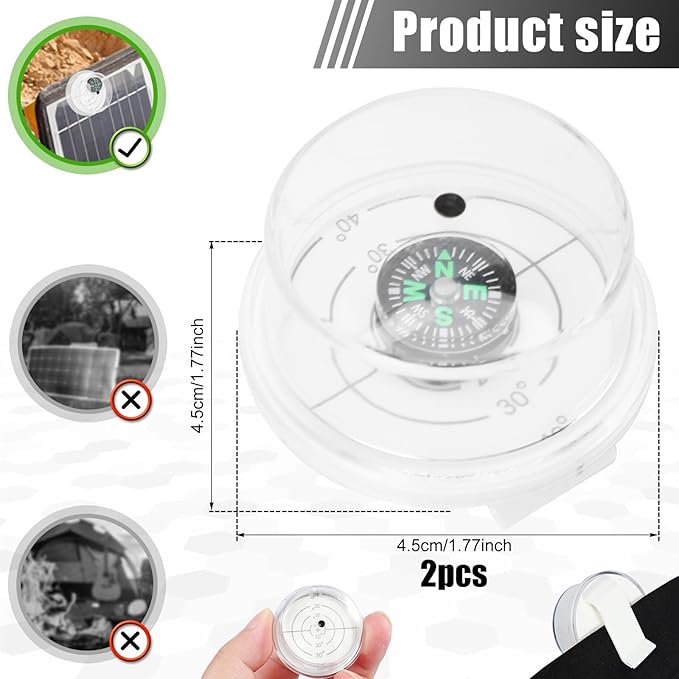 Solar Angle Guide, Waterproof Sun Angle Finder Guide with Compass, Portable Solar Panel Accessories Tracking System to Improve Solar Energy Efficiency, Solar Alignment Tool (2)