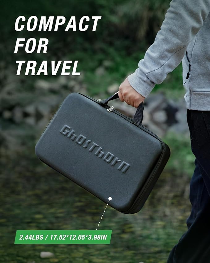 Ghosthorn Fishing Rod and Reel Combo Graphite Telescoping Fishing Pole Portable Travel Kit with Carrier Bag for Freshwater Saltwater