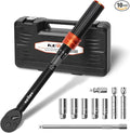 Kerry 10PCS 3/8'' 5-45 Ft.lb Drive Click Torque Wrench Set with Magnetic Spark Plug Socket and 10'' Extra-Long Extension Bar, Universal Joint, 3% Accuracy 72 Tooth Dual-Scales Precision Tool for Car
